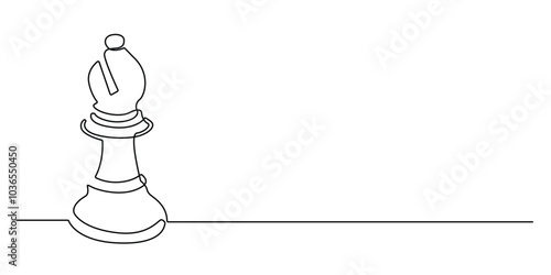one continuous line drawing of a chess piece bishop.one line drawing of a bishop in the game of chess.single line vector illustration of a chess piece.isolated white background