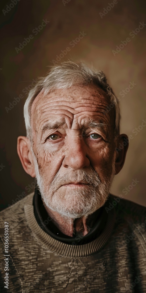 Minimalist portrait of a senior man with a neutral background Minimalist portrait of a senior man with a neutral background