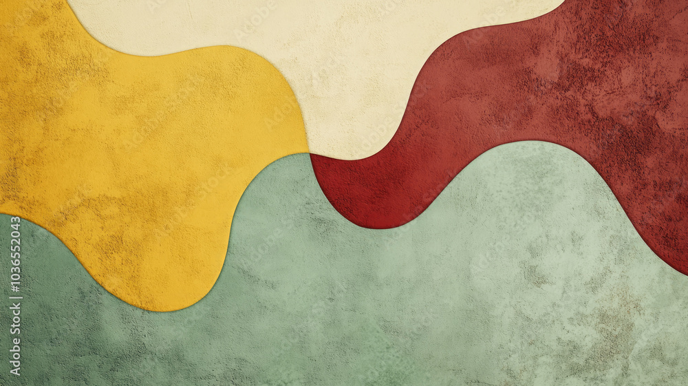 Colorful abstract geometric shapes with textured background in red yellow and teal tones Colorful abstract geometric shapes with textured background in red yellow and teal tones