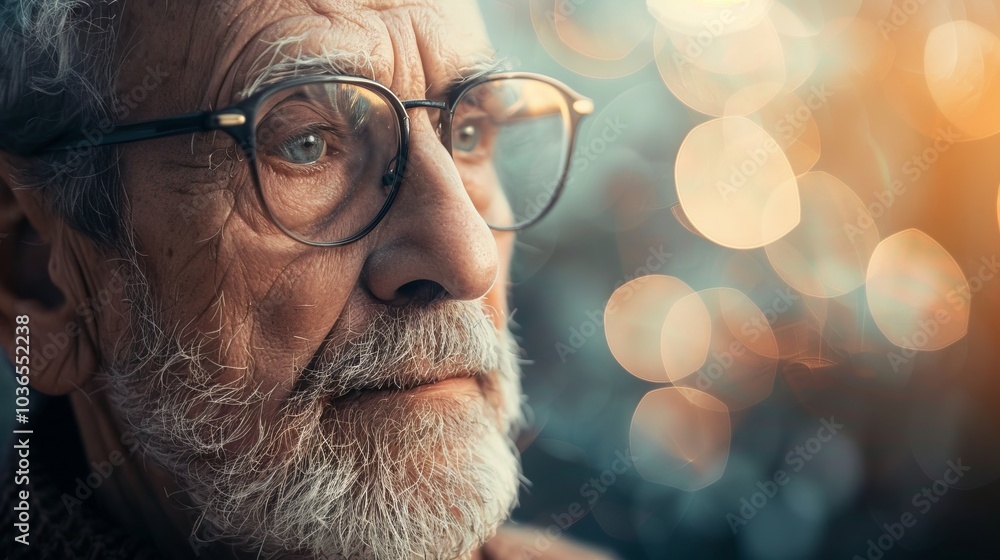 Senior man in a symbolic background Senior man in a symbolic background