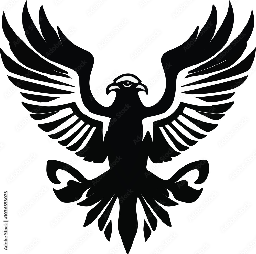 Obraz premium Majestic Eagle Silhouette Sticker Icon – High-Quality Vector for Logos and Decals