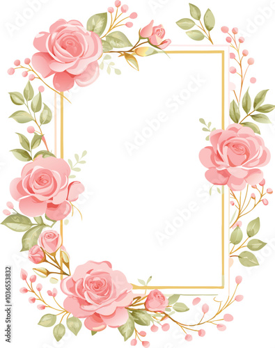 Pink Rose Floral Frame Border Design