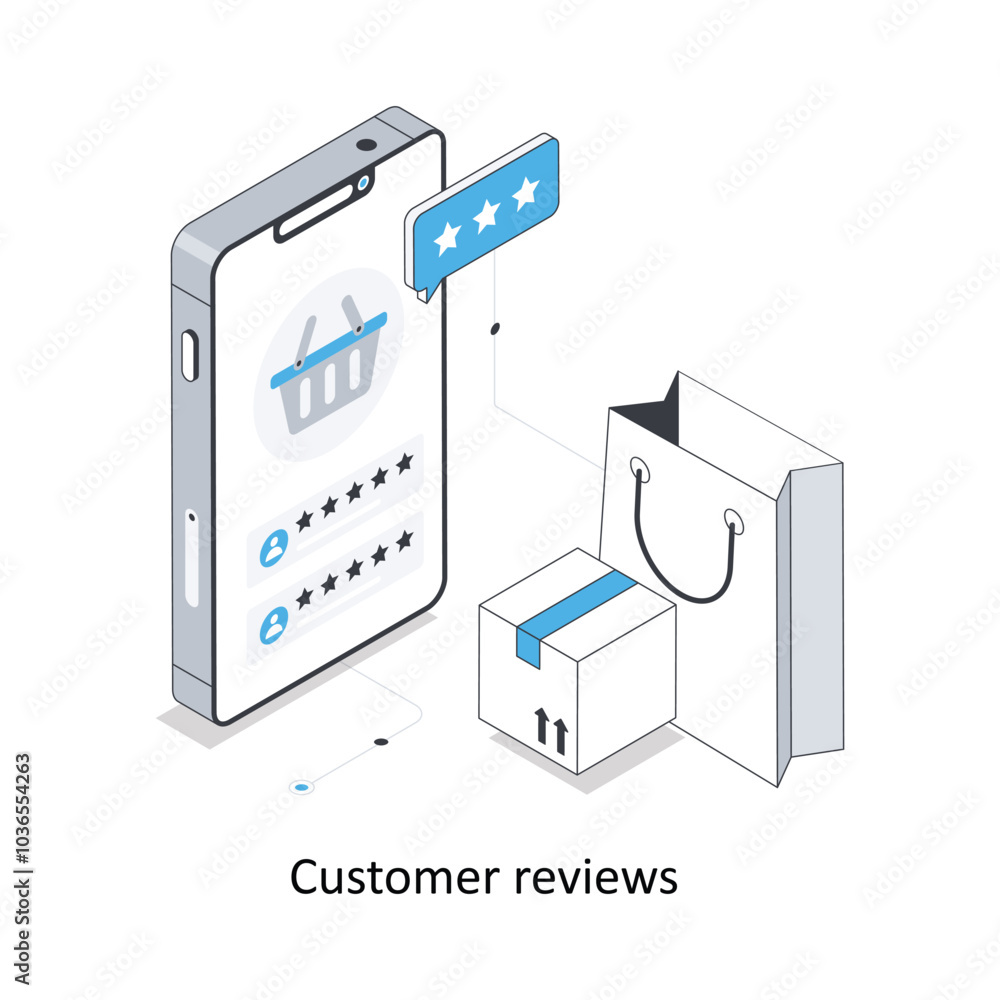 Customer reviews isometric stock illustration. EPS File stock illustration Customer reviews isometric stock illustration. EPS File stock illustration