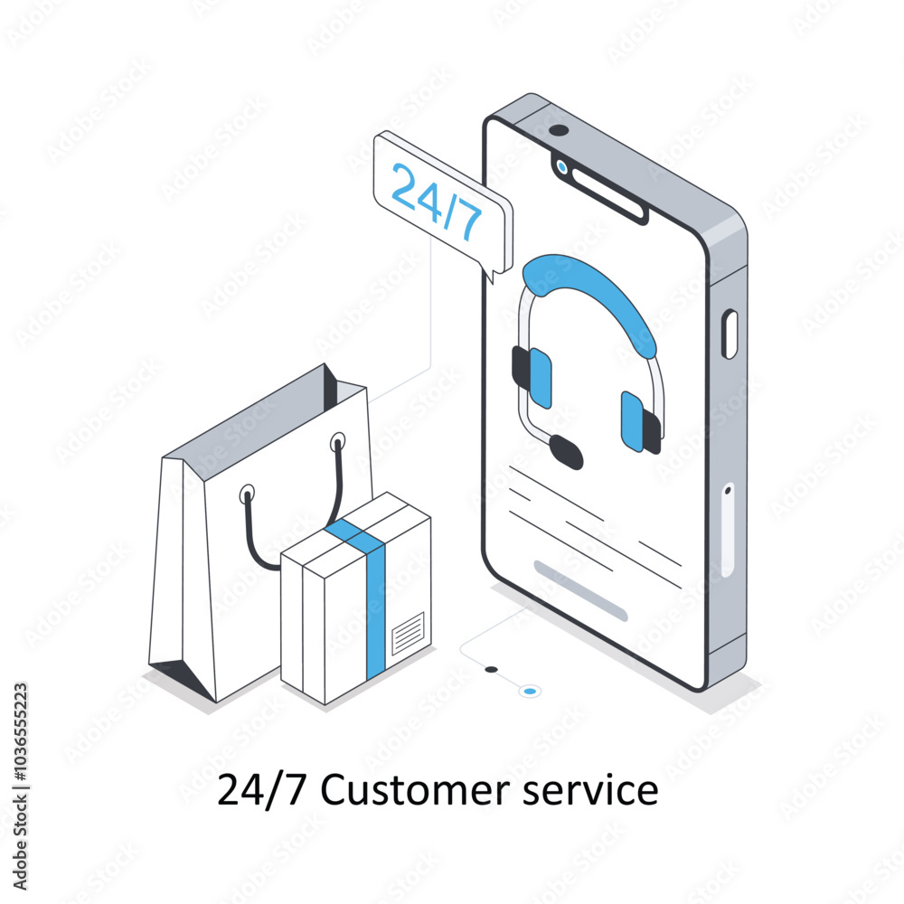 24/7 Customer service isometric stock illustration. EPS File stock illustration 24/7 Customer service isometric stock illustration. EPS File stock illustration