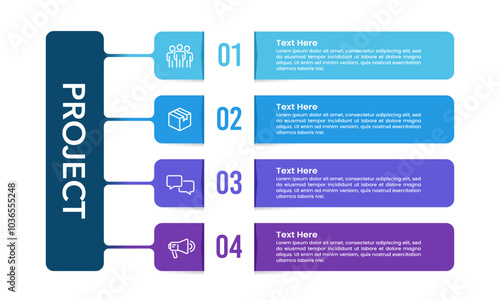 Infographic 4 options to success. Business presentation, Project, Plan, Strategy and Marketing. Vector illustration.