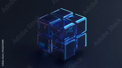 Abstract 3d rendering of geometric shapes. Composition with squares. Cube design. Modern background for poster, cover, branding, banner, placard photo