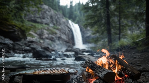 Campfire by the Waterfall.