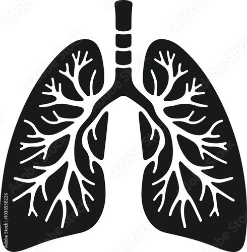 lungs icon silhouette vector art illustration. isolated on white background