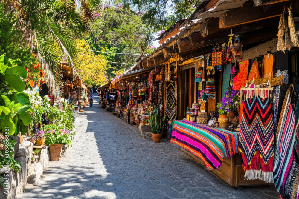 Fototapeta premium A Marketplace Showcasing Traditional Crafts Alongside Modern Gadgets, Capturing The Juxtaposition Of Heritage And Technology In Shaping Contemporary Culture