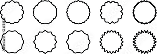 Vintage price tag set, Circle sticker set. retro label filigree line template. wine, wedding invitation, greeting card, premium