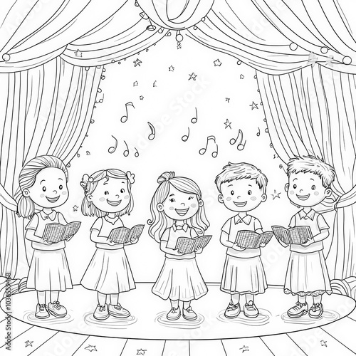 A talent show with kids per...