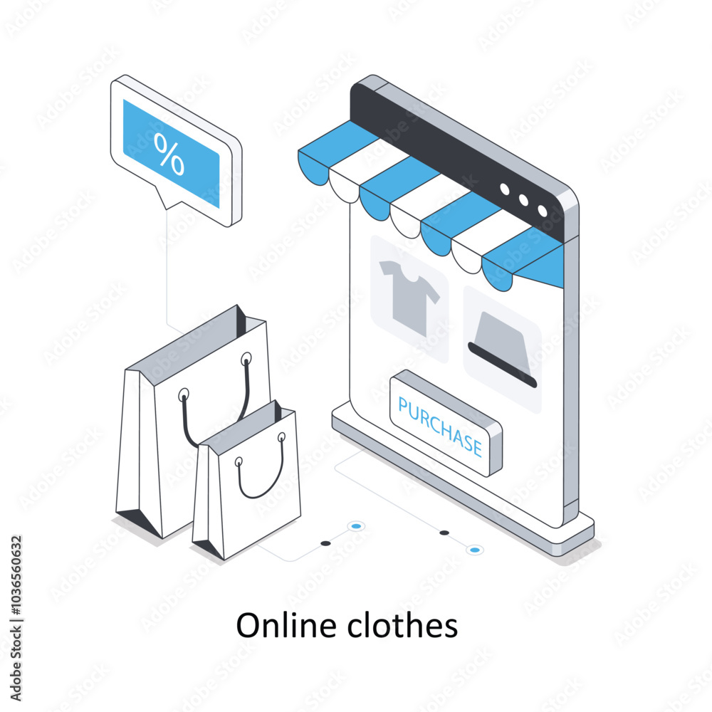 Online clothes isometric stock illustration. EPS File stock illustration Online clothes isometric stock illustration. EPS File stock illustration
