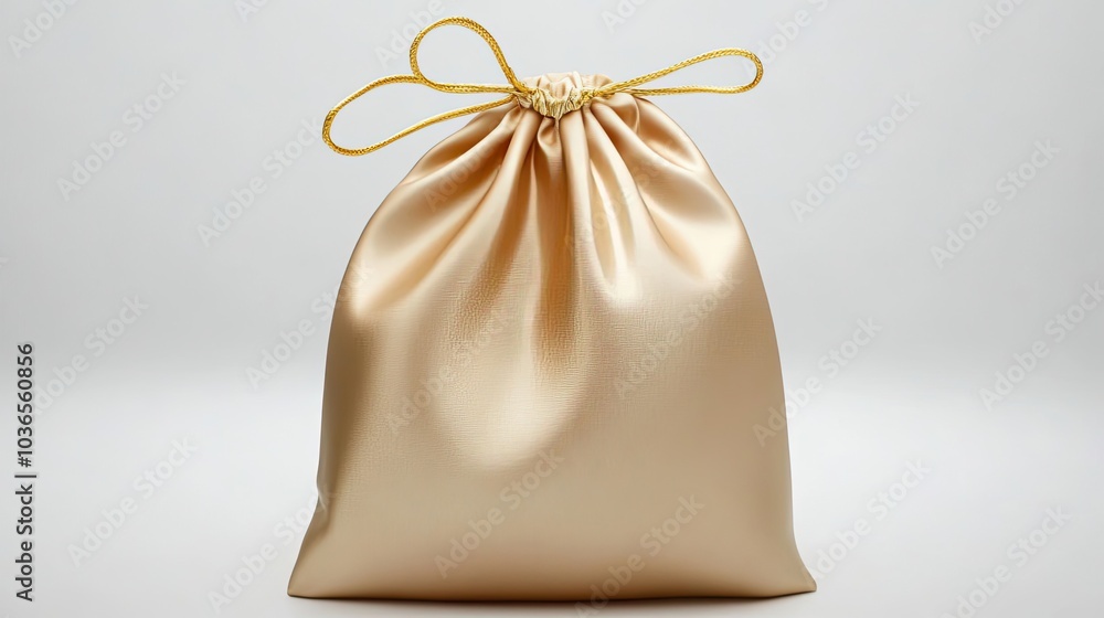 Gold Satin Drawstring Bag with Golden Cord Gold Satin Drawstring Bag with Golden Cord