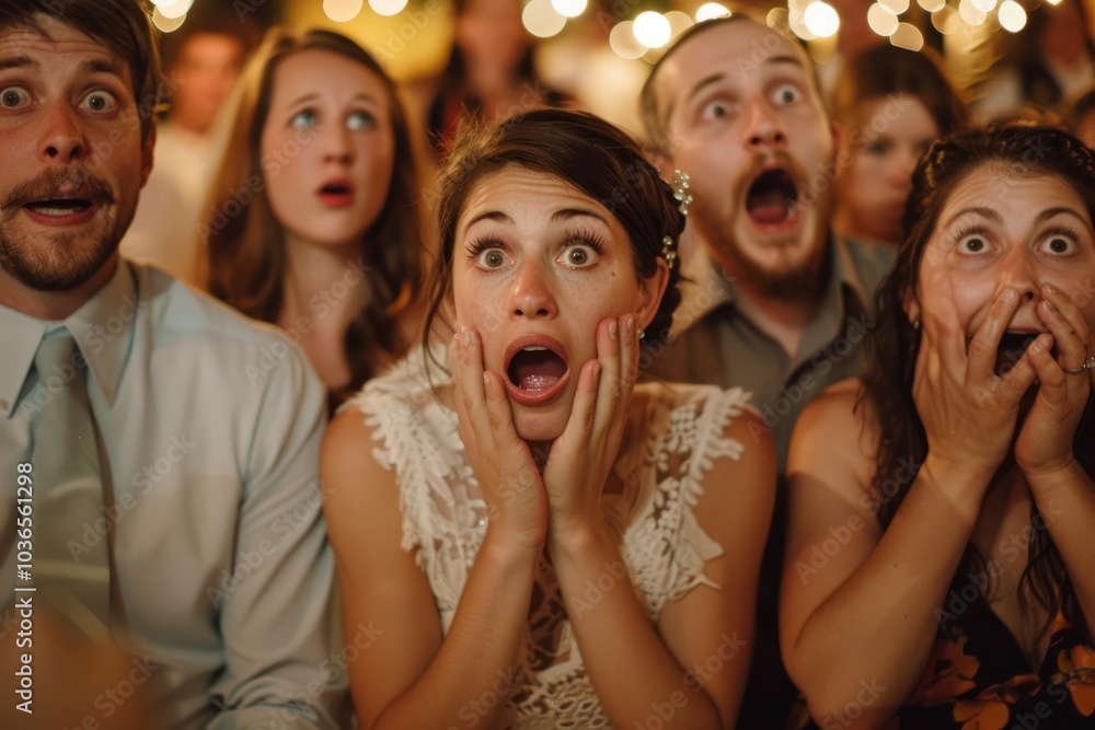 Captivated Audience Reacting with Surprise and Excitement at a Live Performance Event Captivated Audience Reacting with Surprise and Excitement at a Live Performance Event