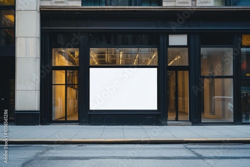 Obraz na płótnie Empty storefront on a city street with blank signage in the early morning light w salonie