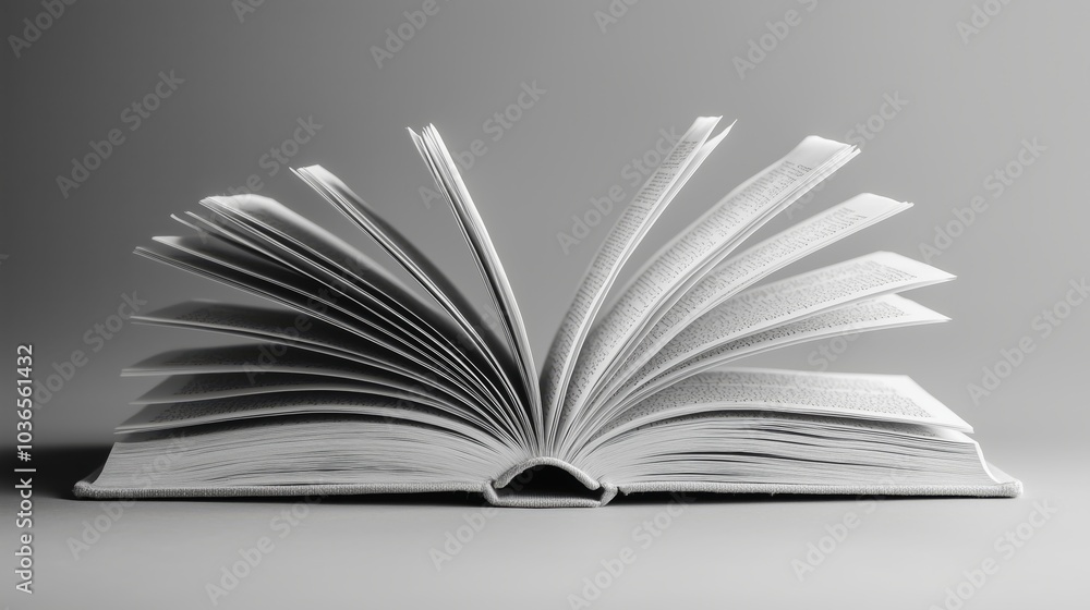 Fototapeta premium Minimalist Open Book with Turning Pages