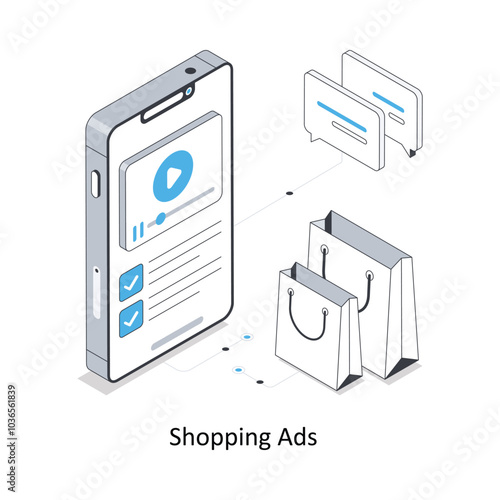 Shopping Ads  isometric stock illustration. EPS File stock illustration