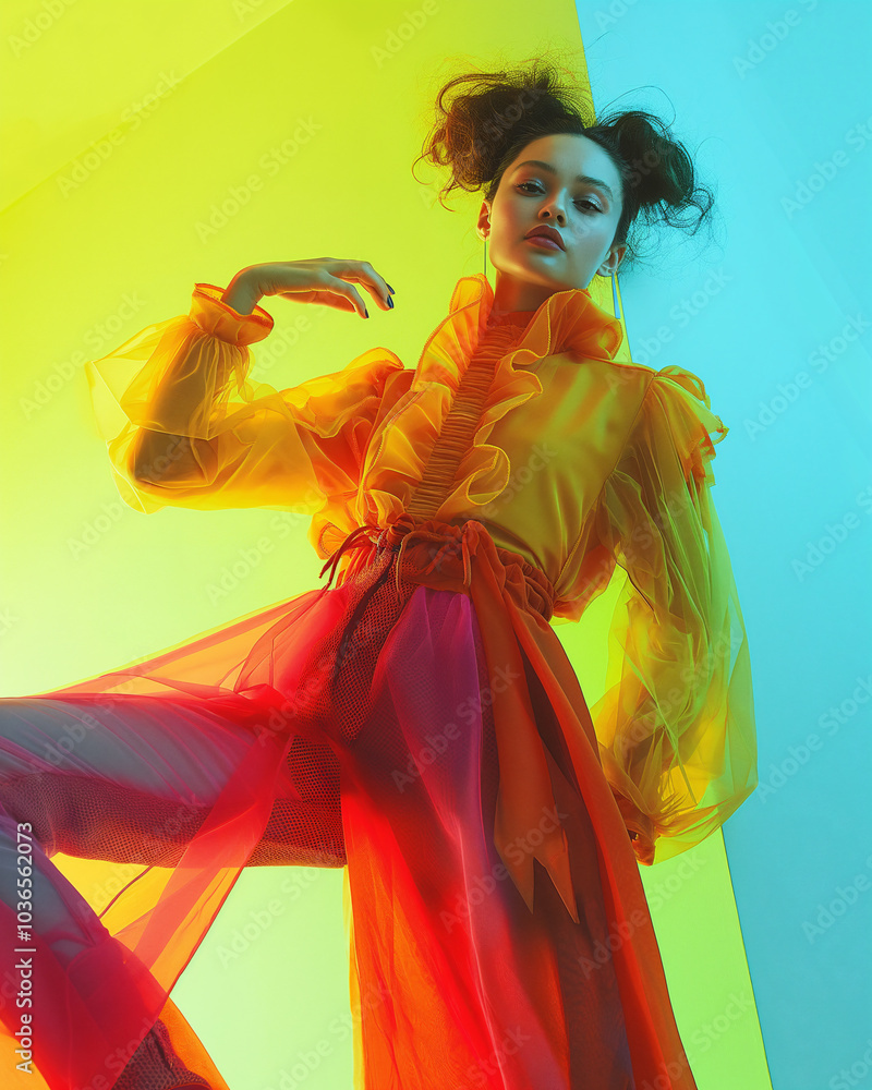 Fashionista in vibrant colour dress Fashionista in vibrant colour dress