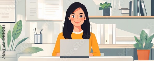 Freelancer attending a virtual meeting with her clients, Generative AI