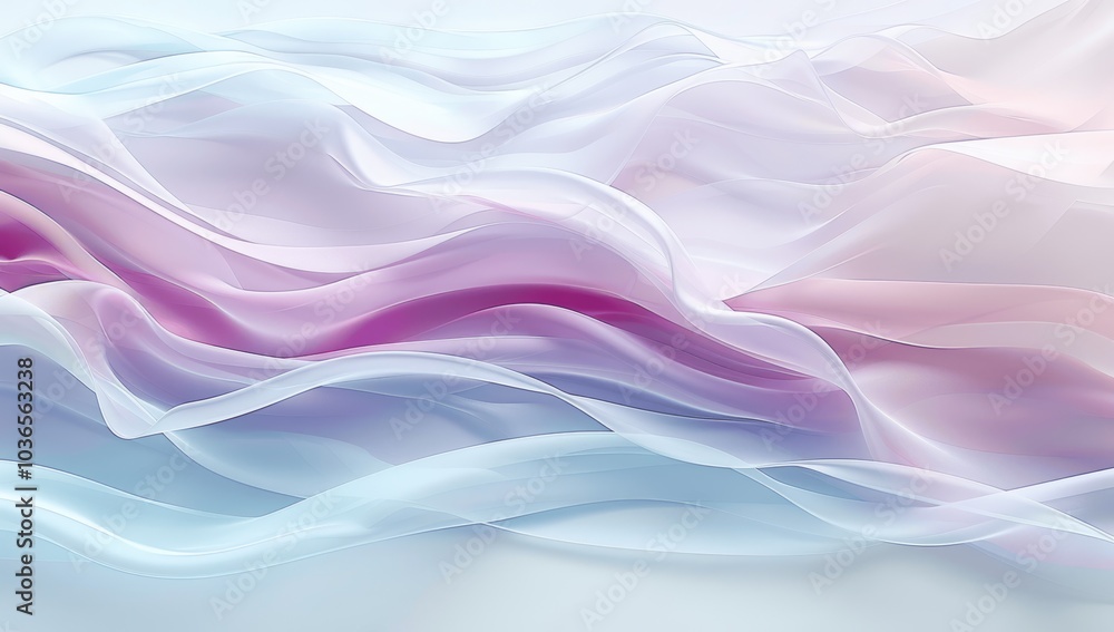 Minimalist Light White Room Interior with Abstract Wavy Pastel Background