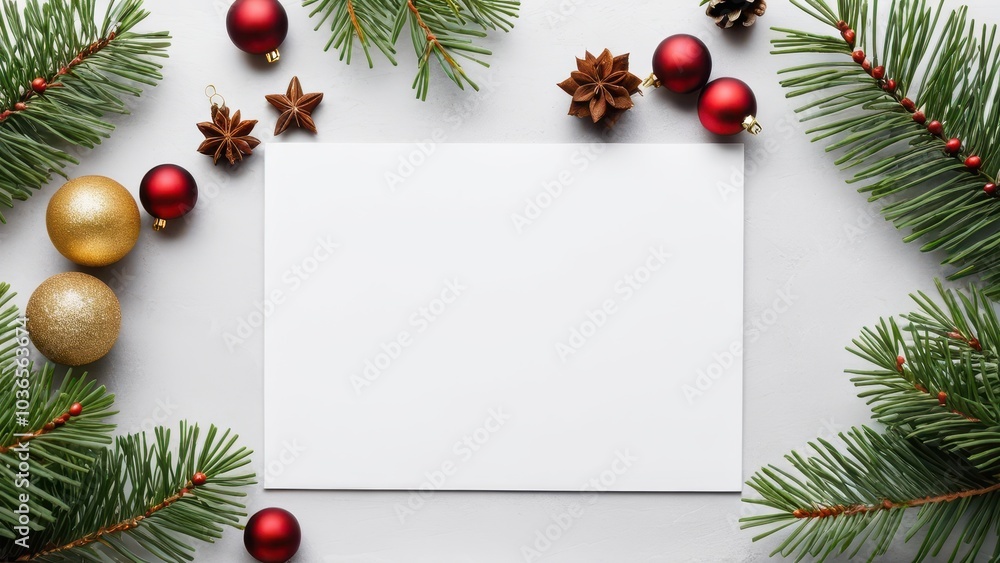 Minimalist Christmas Flat Lay with Elegant Seasonal Elements and a Calm, Festive Ambiance. Minimalist Christmas Flat Lay with Elegant Seasonal Elements and a Calm, Festive Ambiance.