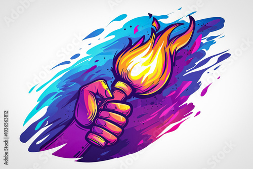 hand holding torch illustra...