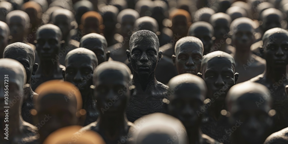 Fototapeta premium Realistic 3D depiction of the institutionalized nature of racism within positions of power.