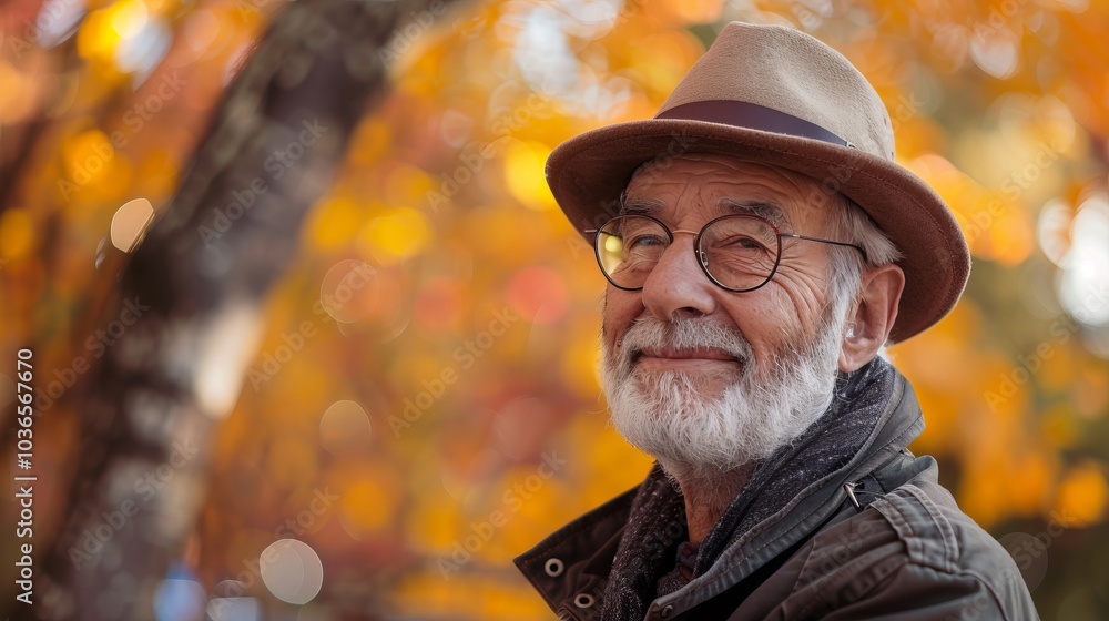 Senior man in an autumn setting Senior man in an autumn setting
