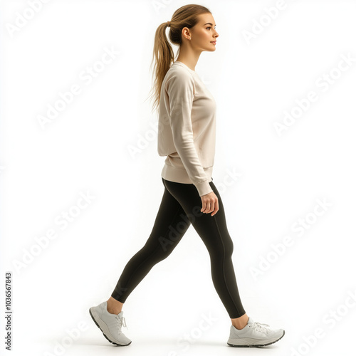 Woman Walking Isolated Side...