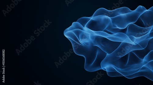 Dark blue, gray, white, black, glowing green background, abstract light wave noise texture