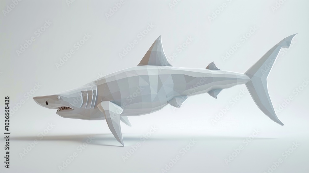 Fototapeta premium Minimalist 3D Hammerhead Shark Design