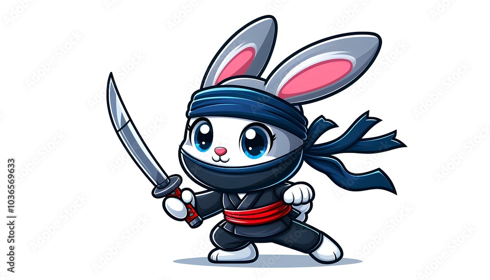 Isolated Ninja Rabbit The Cartoon Warrior Isolated Ninja Rabbit The Cartoon Warrior