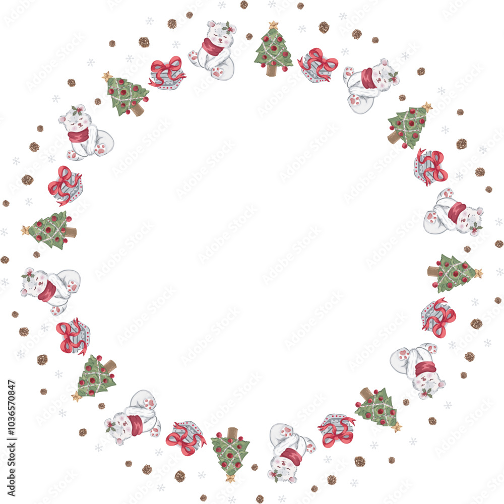 Cute christmas wreath. Vector illustration. Cute christmas wreath. Vector illustration.