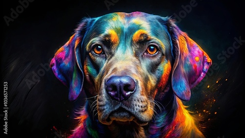 A canine portrait rendered in a vibrant symphony of colors, showcasing the beauty and complexity of the animal kingdom.
