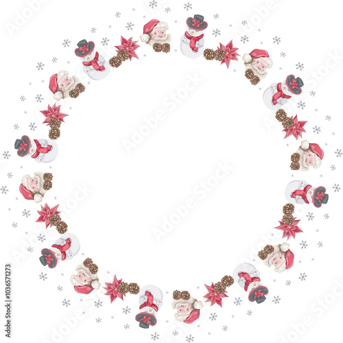 Cute christmas wreath. Vector illustration.