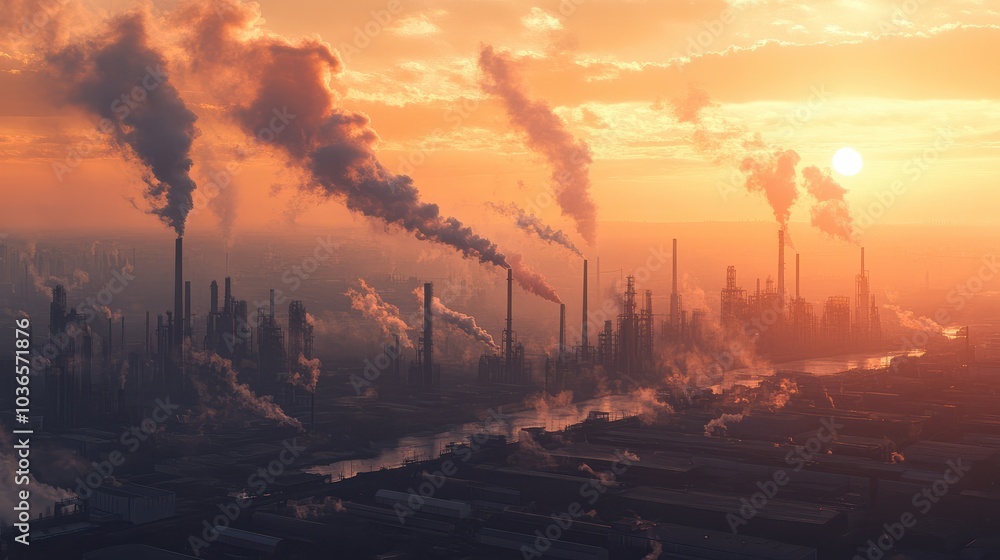 Fototapeta premium environment with industrial pollution illustration. seamless looping overlay 4k virtual video animation background