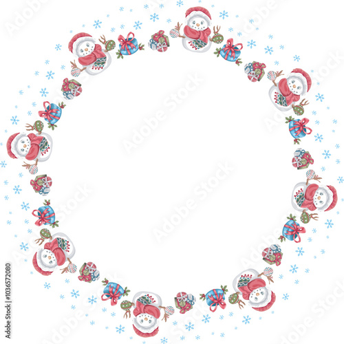 Cute christmas wreath. Vector illustration.