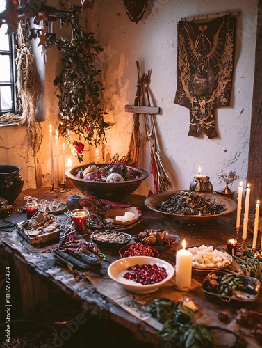 Celebrate Saint Swithin's Day with traditional foods, candles, and historical decor that embody cultural weather lore traditions. photo