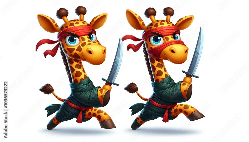 Fototapeta premium Ninja Giraffe A Cartoon Adventure