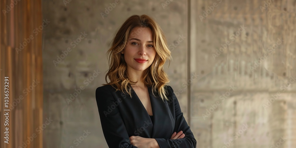 A portrait of a confident businesswoman in professional attire, ready for a meeting. A portrait of a confident businesswoman in professional attire, ready for a meeting.