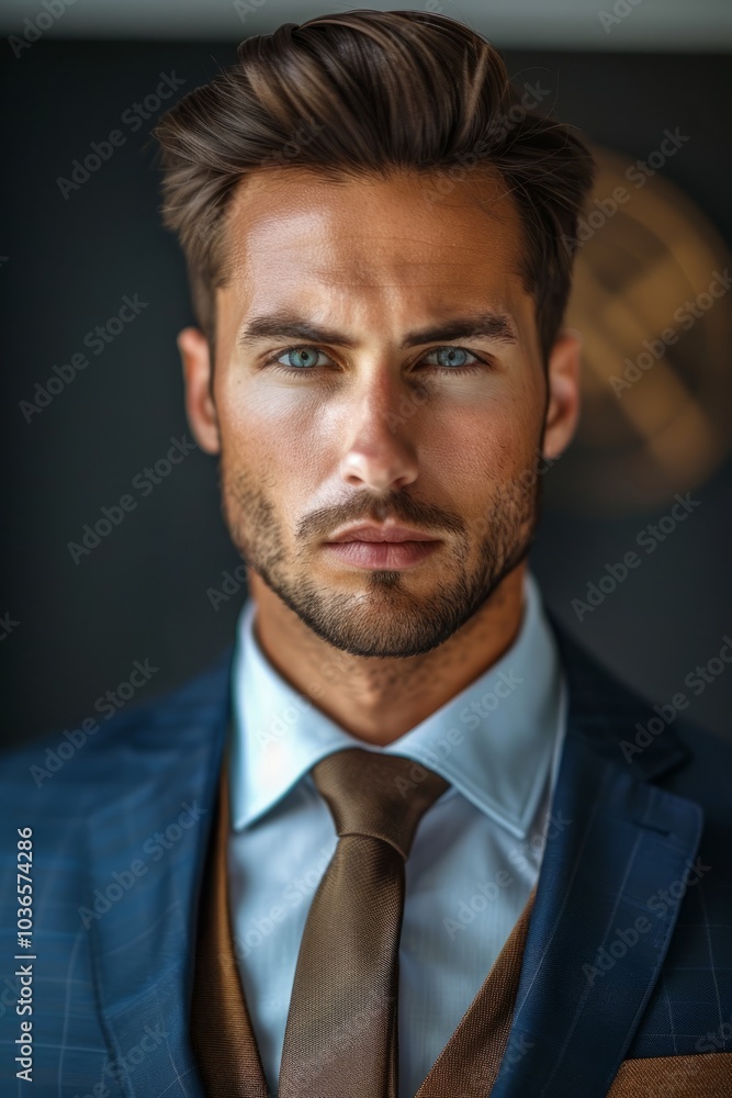 An assertive gaze from a businessman, conveying his strong sense of purpose and focus. An assertive gaze from a businessman, conveying his strong sense of purpose and focus.