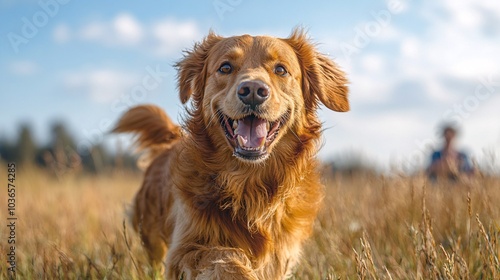 Joyful Dog Jumping with Family in Nature