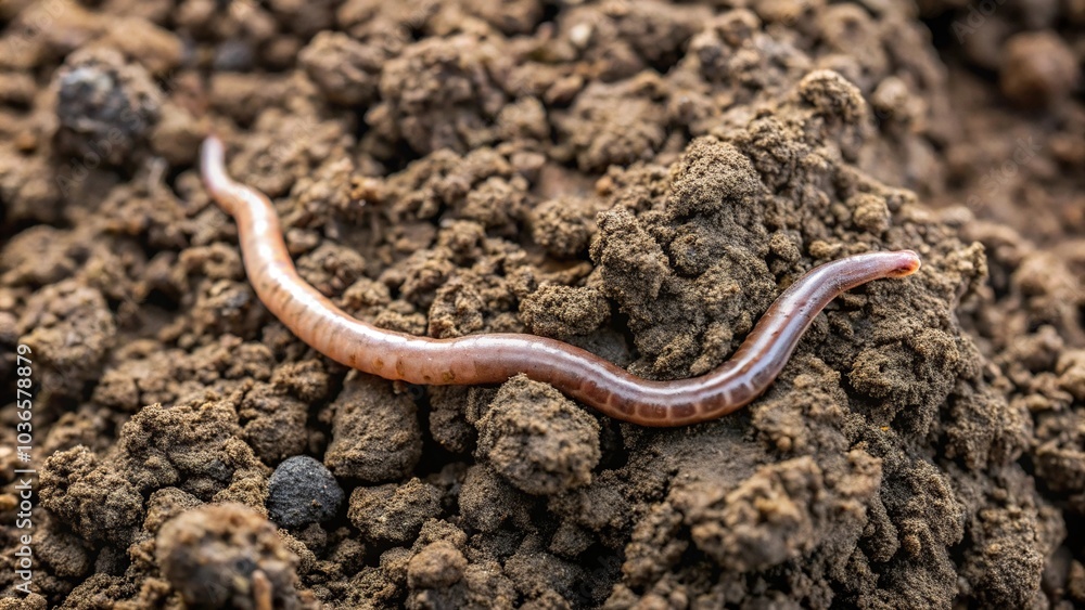 Grayish-brown slime trail left by a worm on a damp soil surface, muddy, nature, dirt Grayish-brown slime trail left by a worm on a damp soil surface, muddy, nature, dirt