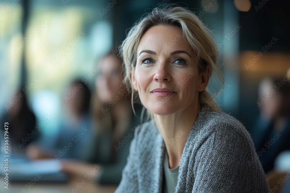 Mature businesswoman pitching her idea during a conference call, Generative AI