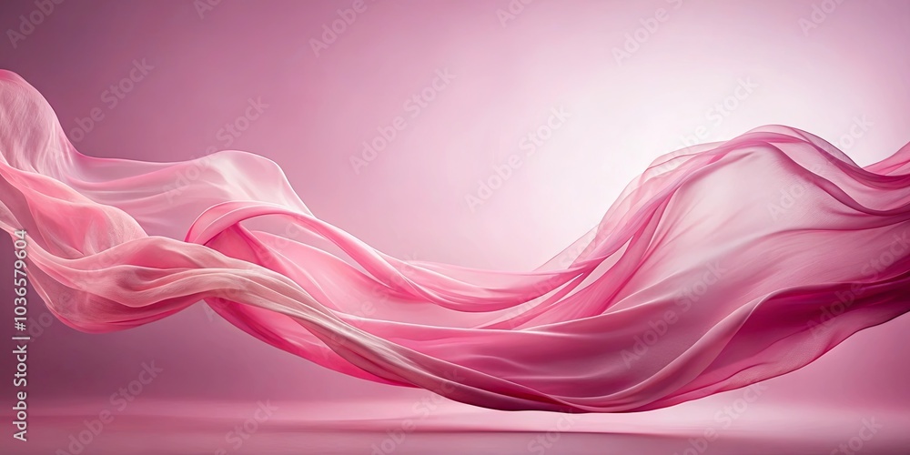 A Delicate Pink Fabric Flowing in the Air with Soft Lighting and Gradual Gradient Colors A Delicate Pink Fabric Flowing in the Air with Soft Lighting and Gradual Gradient Colors