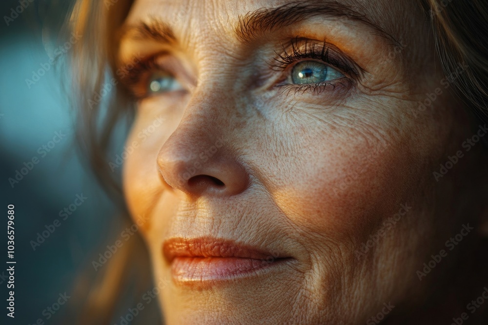 Closeup shot of an aging woman in her natural body, Generative AI