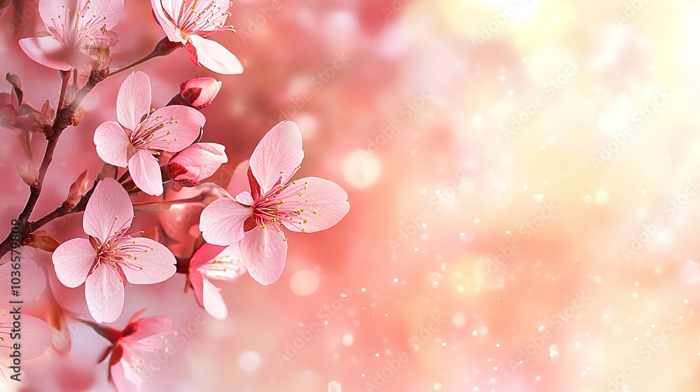 Greeting card or invitation with abstract spring cherry blossoms background.4 Greeting card or invitation with abstract spring cherry blossoms background.4