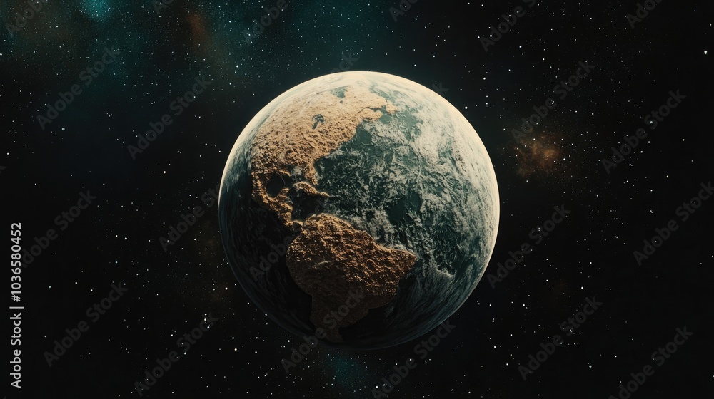 Obraz premium 3D cartoon depiction of a lifeless planet Earth viewed from outer space