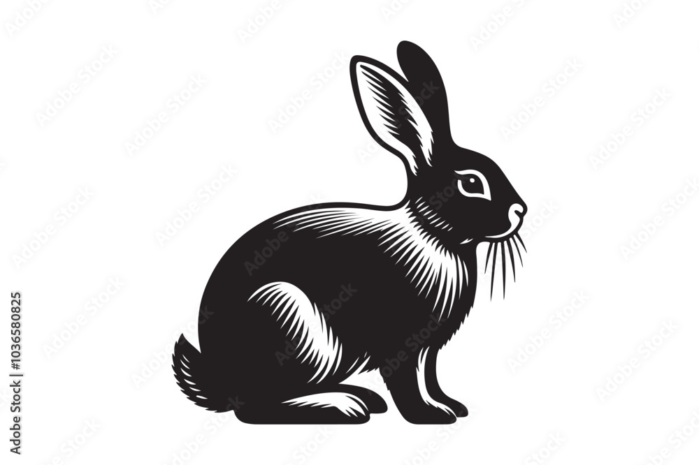 Fototapeta premium Cottontail Rabbit silhouette vector illustration, Cottontail Rabbit silhouette 