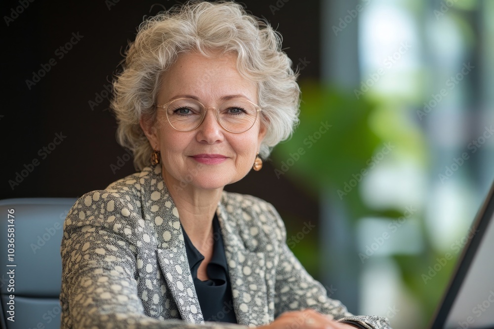 Senior business woman in office, Generative AI